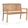 Stackable teak wood garden bench with cushion, 128.5 cm by , garden benches - Ref: Foro24-3063287, Price: 188,89 €, Discount: %