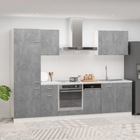 Kitchen furniture set, 7 pieces, engineered wood, gray concrete by , Kitchen cabinets - Ref: Foro24-3067635, Price: 519,05 €,...