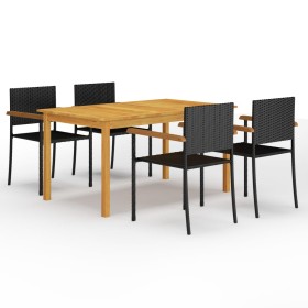 Juego de comedor para jardín 5 piezas negro de , Conjuntos de jardín - Ref: Foro24-3067808, Precio: 332,64 €, Descuento: %