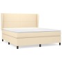 Cama box spring con colchón tela color crema 180x200 cm de , Camas y somieres - Ref: Foro24-3127826, Precio: 633,99 €, Descue...