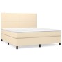 Cama box spring con colchón tela color crema 180x200 cm de , Camas y somieres - Ref: Foro24-3141638, Precio: 609,76 €, Descue...