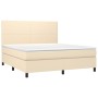 Cama box spring con colchón tela color crema 180x200 cm de , Camas y somieres - Ref: Foro24-3141638, Precio: 620,99 €, Descue...