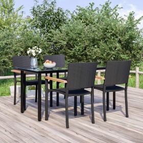 5-piece black synthetic rattan garden dining set by , Garden sets - Ref: Foro24-3156680, Price: 385,99 €, Discount: %