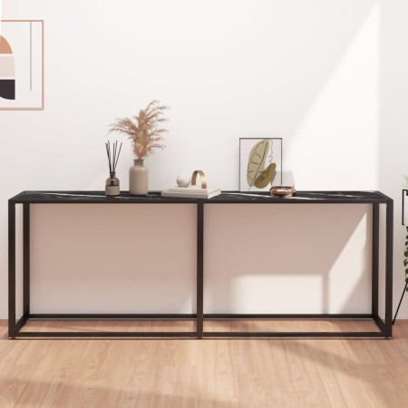 Mesa consola vidrio templado mármol negro 200x35x75,5 cm de , Mesas auxiliares - Ref: Foro24-331689, Precio: 97,78 €, Descuen...