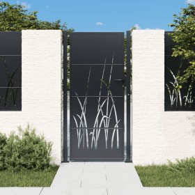 Puerta de jardín acero gris antracita diseño hierba 105x205 cm de , Puertas de jardín - Ref: Foro24-153171, Precio: 415,34 €,...