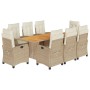 Set comedor de jardín 9 pzas con cojines ratán sintético beige de , Conjuntos de jardín - Ref: Foro24-3212715, Precio: 1,00 €...