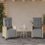 Reclining garden armchair with 2 beige PE rattan footrests. by , Garden chairs - Ref: Foro24-365245, Price: 248,74 €, Discoun...