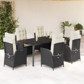 Set de comedor de jardín 7 pzas y cojines ratán sintético negro de , Conjuntos de jardín - Ref: Foro24-3213171, Precio: 933,9...