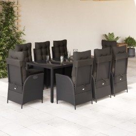 Set de comedor de jardín 9 pzas y cojines ratán sintético negro de , Conjuntos de jardín - Ref: Foro24-3213074, Precio: 1,00 ...