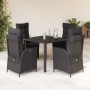 Set de muebles jardín 5 pzas con cojines ratán sintético negro de , Conjuntos de jardín - Ref: Foro24-3213069, Precio: 582,45...