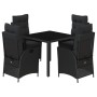 Set de muebles jardín 5 pzas con cojines ratán sintético negro de , Conjuntos de jardín - Ref: Foro24-3213069, Precio: 582,45...