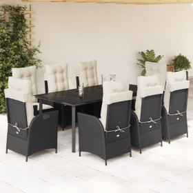 Set de comedor de jardín 9 pzas y cojines ratán sintético negro de , Conjuntos de jardín - Ref: Foro24-3213173, Precio: 1,00 ...