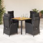 Set de muebles jardín 5 pzas con cojines ratán sintético negro de , Conjuntos de jardín - Ref: Foro24-3213095, Precio: 625,93...