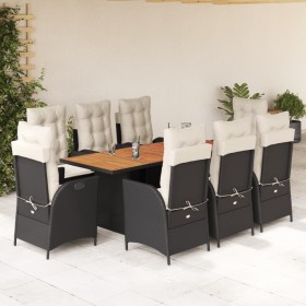 Set de comedor de jardín 9 pzas y cojines ratán sintético negro de , Conjuntos de jardín - Ref: Foro24-3213138, Precio: 1,00 ...