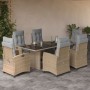 Set comedor de jardín 7 pzas con cojines ratán sintético beige de , Conjuntos de jardín - Ref: Foro24-3212928, Precio: 914,01...