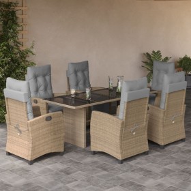 Garten-Essgruppe, 7-teilig, mit beigen Polstern aus synthetischem Rattan. von , Gartensets - Ref: Foro24-3212928, Preis: 914,...