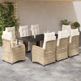 Garten-Essgruppe 9-teilig mit Kissen aus synthetischem Rattan in Beige. von , Gartensets - Ref: Foro24-3213015, Preis: 1,00 €...