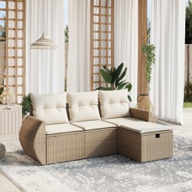 Garden sofa set with 4-piece synthetic rattan beige cushions by , Garden sets - Ref: Foro24-3264064, Price: 413,99 €, Discoun...