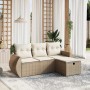 Gartensitzgruppe mit 4-teiligen Sofas und Kissen aus synthetischem Rattan in Beige. von , Gartensets - Ref: Foro24-3264064, P...