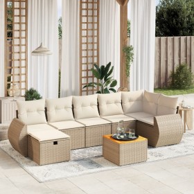 Garden sofa set with beige cushions, 8 pieces, PE rattan. by , Garden sets - Ref: Foro24-3265069, Price: 650,94 €, Discount: %