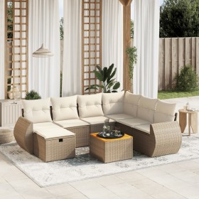 Garden sofa set with beige cushions, 8 pieces, PE rattan. by , Garden sets - Ref: Foro24-3265076, Price: 650,94 €, Discount: %