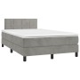 Cama box spring colchón y LED terciopelo gris claro 120x190 cm de , Camas y somieres - Ref: Foro24-3270153, Precio: 374,71 €,...