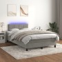 Light gray velvet box spring bed with mattress and LED lights 120x190 cm by , Beds and slatted bases - Ref: Foro24-3270153, P...