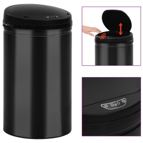 Trash can with automatic sensor 40L black carbon steel by vidaXL, Garbage cans and trash cans - Ref: Foro24-322699, Price: 82...