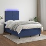 Box spring bed with mattress and LED lights, blue fabric, 120x190 cm. by , Beds and slatted bases - Ref: Foro24-3270203, Pric...