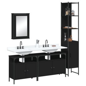 4-piece black plywood bathroom furniture set by , Bathroom furniture - Ref: Foro24-3214805, Price: 276,65 €, Discount: %