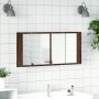 Armario de baño con espejo y luz LED marrón roble 100x12x45 cm de , Tocadores de baño - Ref: Foro24-834961, Precio: 94,95 €, ...