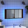 Armario de baño con espejo y luz LED marrón roble 100x12x45 cm de , Tocadores de baño - Ref: Foro24-834961, Precio: 94,95 €, ...