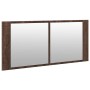 Armario de baño con espejo y luz LED marrón roble 100x12x45 cm de , Tocadores de baño - Ref: Foro24-834961, Precio: 94,79 €, ...