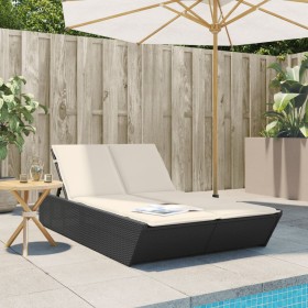 Double sun lounger with black synthetic rattan cushions by , Loungers - Ref: Foro24-368179, Price: 283,54 €, Discount: %