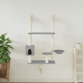 Light gray wall-mounted scratching post for cats, 153 cm by , Cat furniture - Ref: Foro24-172405, Price: 51,73 €, Discount: %