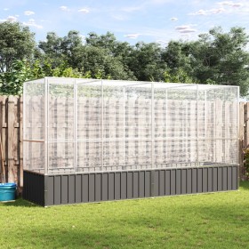 Aviary with silver-colored steel extension 418.5x107x212 cm by , Feet and bird cages - Ref: Foro24-3214267, Price: 565,47 €, ...