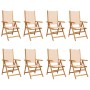 Reclining garden chairs 8 units solid wood and beige fabric by , Garden chairs - Ref: Foro24-3214549, Price: 568,55 €, Discou...