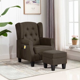 Sillón de masaje con reposapiés tela marrón de vidaXL, Sillones de masaje eléctricos - Ref: Foro24-320165, Precio: 266,99 €, ...