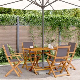 Folding garden chairs 4 pcs solid wood and anthracite fabric by , Garden chairs - Ref: Foro24-3214577, Price: 246,99 €, Disco...