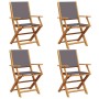 Folding garden chairs 4 pcs solid wood and anthracite fabric by , Garden chairs - Ref: Foro24-3214577, Price: 246,99 €, Disco...