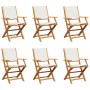 Folding garden chairs 6 units solid wood and cream fabric by , Garden chairs - Ref: Foro24-3214575, Price: 358,99 €, Discount: %