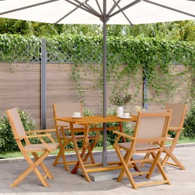 Folding garden chairs 4 pcs solid wood and taupe fabric by , Garden chairs - Ref: Foro24-3214580, Price: 237,74 €, Discount: %