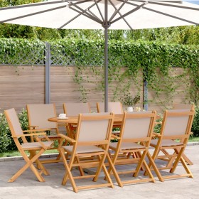 Folding garden chairs 8 pcs solid wood and taupe fabric by , Garden chairs - Ref: Foro24-3214582, Price: 468,60 €, Discount: %