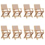 Folding garden chairs 8 pcs solid wood and taupe fabric by , Garden chairs - Ref: Foro24-3214582, Price: 468,60 €, Discount: %