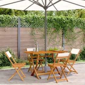 Folding garden chairs 4 units solid wood and cream fabric by , Garden chairs - Ref: Foro24-3214610, Price: 164,99 €, Discount: %