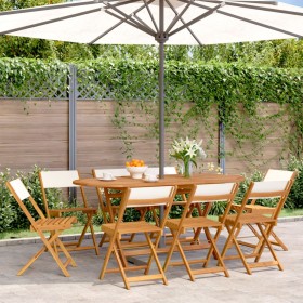 Folding garden chairs 8 units solid wood and cream fabric by , Garden chairs - Ref: Foro24-3214612, Price: 322,99 €, Discount: %