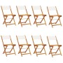 Folding garden chairs 8 units solid wood and cream fabric by , Garden chairs - Ref: Foro24-3214612, Price: 324,23 €, Discount: %