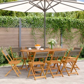 Folding garden chairs 8 pcs solid acacia wood gray by , Garden chairs - Ref: Foro24-3214606, Price: 331,99 €, Discount: %