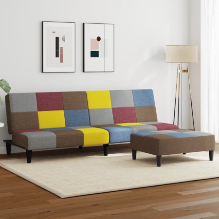 Zweiplätziges Schlafsofa mit Hocker aus Patchwork-Stoff. von , Sofas - Ref: Foro24-3258121, Preis: 293,99 €, Rabatt: %