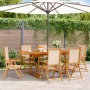 Set de comedor de jardín 7 pzas tela madera maciza beige de , Conjuntos de jardín - Ref: Foro24-3281727, Precio: 729,86 €, De...